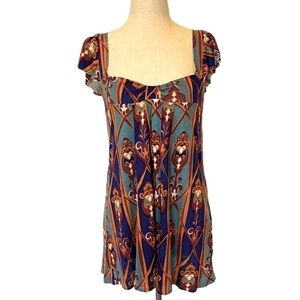 T-Bags Los Angeles Cap Sleeve Bold Color Top With Sweetheart Neckline Size S